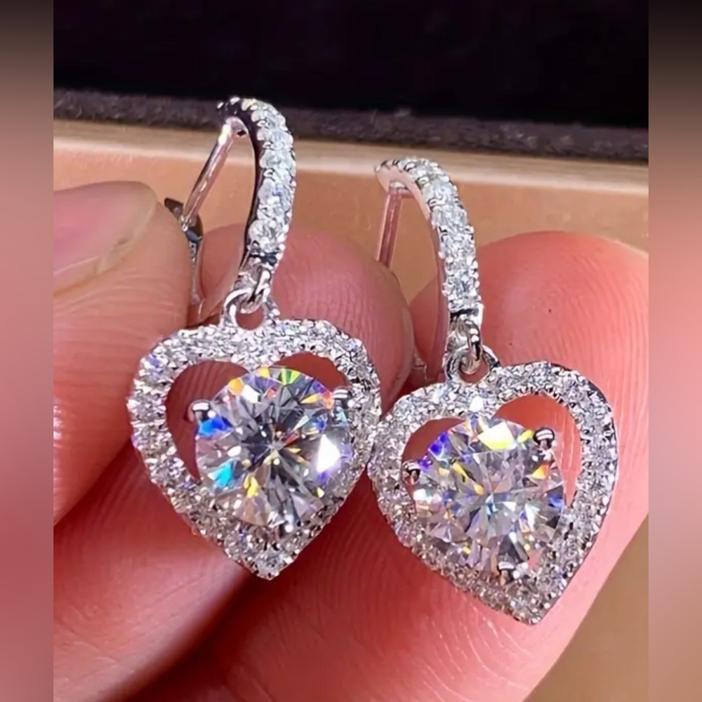Elegant Silver Heart Earrings